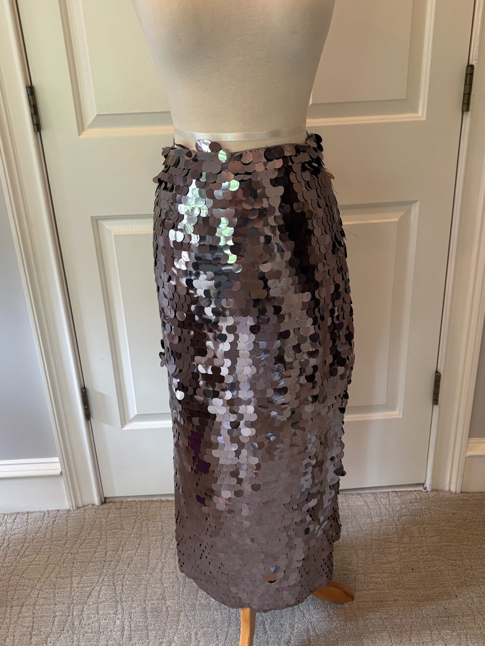 NEW Rachel Parcell Sequin Midi Pencil Skirt in Metallic Mauve